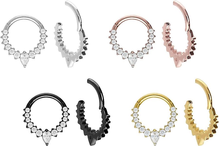 PIERCINGLINE Nasenpiercing Titan Segmentring Clicker EINGEFASSTE günstig online kaufen
