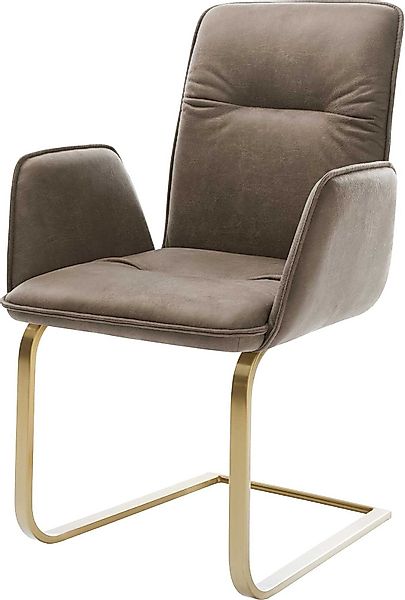 DELIFE Polsterstuhl Vinja-Flex, Freischwinger flach Gold günstig online kaufen