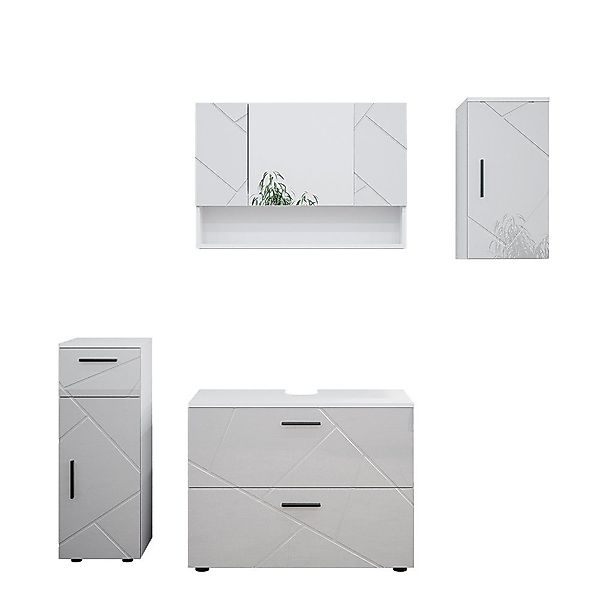 Vicco Badmöbel-Set Irma, Weiß Hochglanz, 4 günstig online kaufen