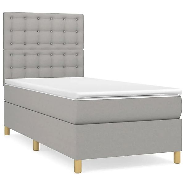 vidaXL Boxspringbett mit Matratze Hellgrau 100x200 cm Stoff1398397 günstig online kaufen
