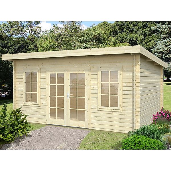 Palmako Lisa Holz-Gartenhaus Natur Pultdach Tauchgrundiert 450 cm x 330 cm günstig online kaufen