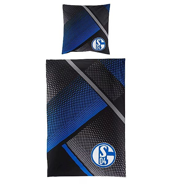 FC Schalke 04 Fan-Bettwäsche Grau-Blau günstig online kaufen
