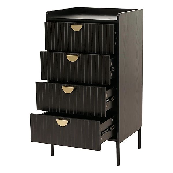 MCW Kommode O39 4 Schubladen Holzoptik Schwarz günstig online kaufen