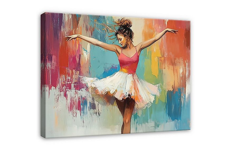 Wallarena Leinwandbild Frau Tanzen Bunt Kleid Modern Wandbilder Wand Deko X günstig online kaufen