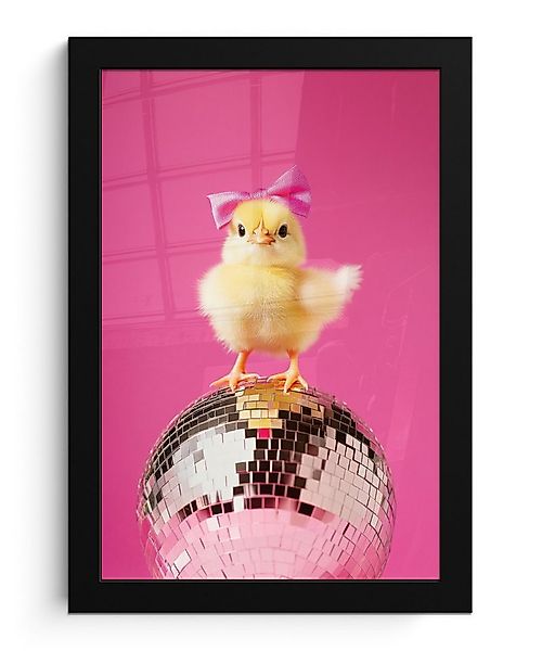 MuchoWow Poster Discoball - Küken - Schleife, (1 St), Bilderrahmen, Zimmer günstig online kaufen