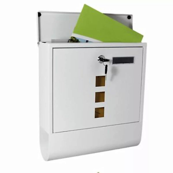 Mucola Briefkasten Postkasten Wandbriefkasten aus Edelstahl in Weiß mit Zei günstig online kaufen
