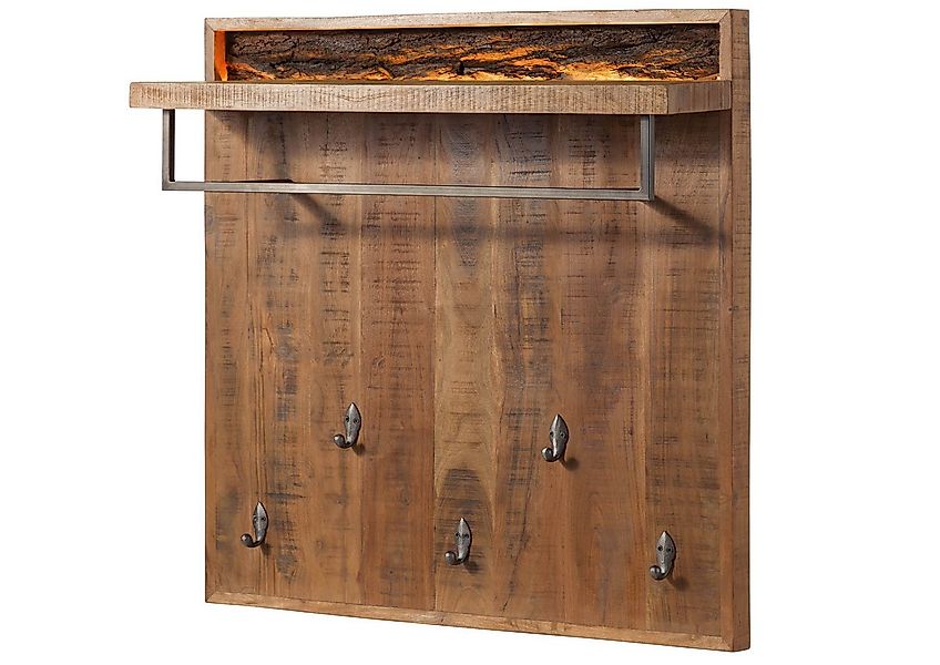 Massivmoebel24 Wandgarderobe (Akazie 88x25x88 natur lackiert BARK #119) günstig online kaufen
