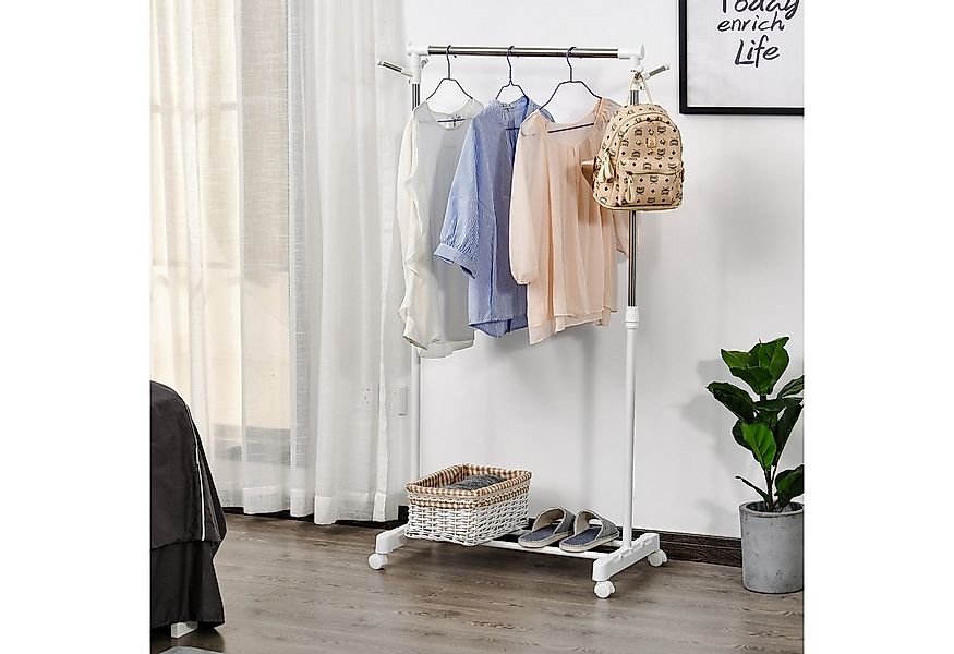 HOMCOM Kleiderständer mit Kleiderstange, Haken, Regal, (höhenverstellbar Ga günstig online kaufen