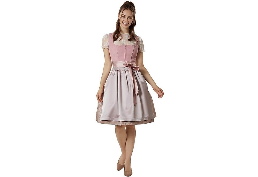 dressforfun Dirndl hochwertiges & elegantes Trachtenkleid Linah Beige/Rosa günstig online kaufen