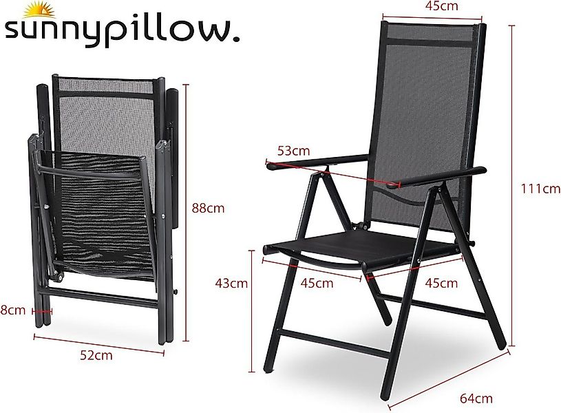 sunnypillow Gartenstuhl Klappsessel klappbar 8-Fach verstellbare Rückenlehn günstig online kaufen