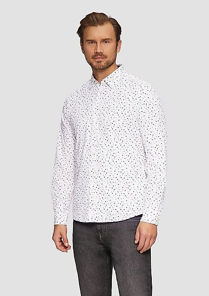 s.Oliver Langarmhemd Hemd Slim Fit: Gemustertes Popeline-Hemd mit Kentkrage günstig online kaufen