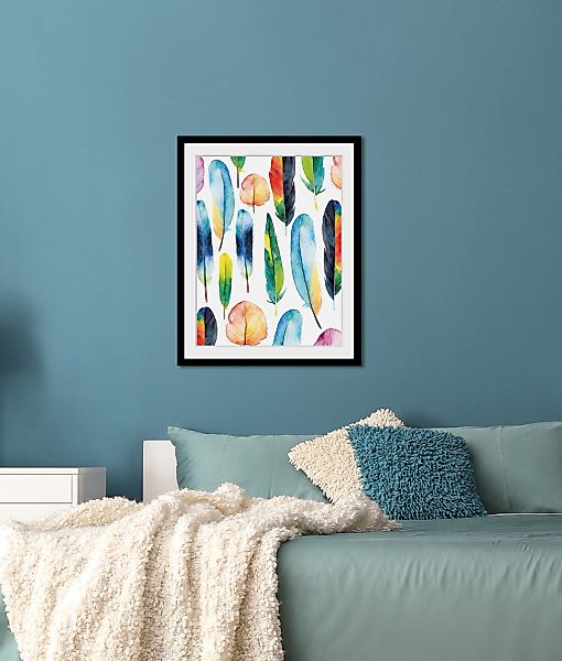 queence Bild »Agathe«, Federn-Kunst, HD Premium Poster-Druck inkl. Holzrahm günstig online kaufen