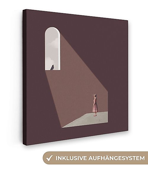OneMillionCanvasses® Leinwandbild Mädchen - Vogel - günstig online kaufen