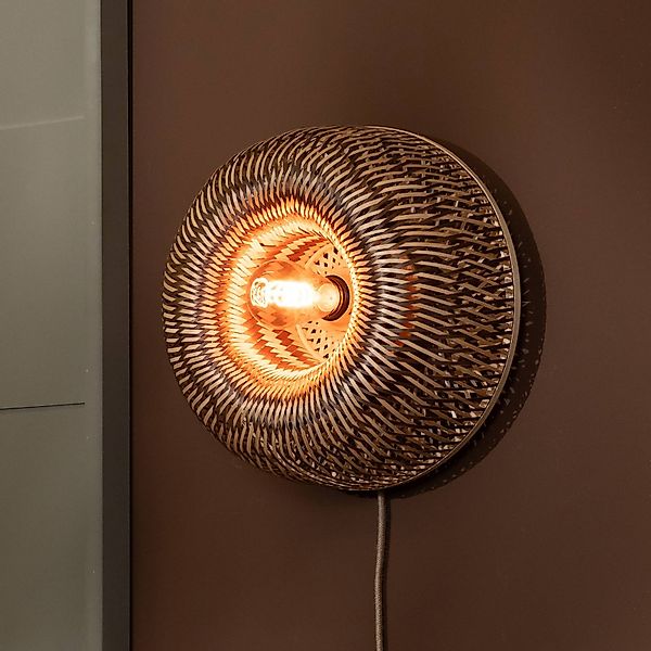 GOOD & MOJO Wandlampe Barbados, braun Ø 35 cm Bambus Stecker günstig online kaufen