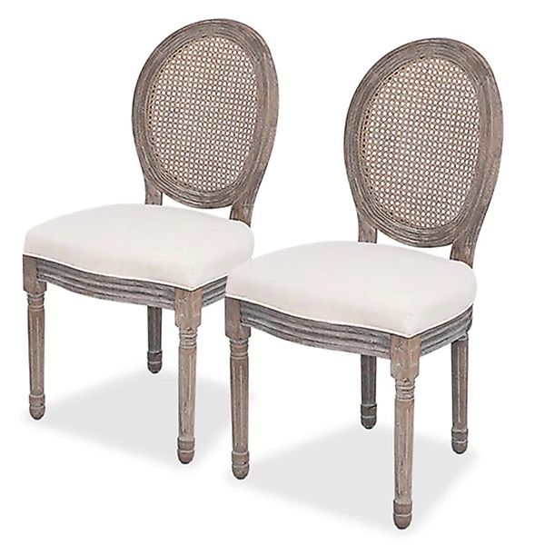 vidaXL Esszimmerstühle 2 Stk Creme Stoff 244089 günstig online kaufen