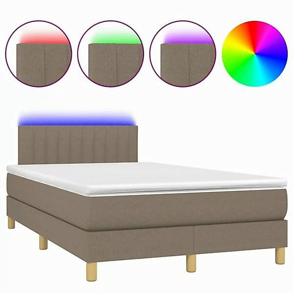 vidaXL Boxspringbett Boxspringbett mit Matratze LED Taupe 120x200 cm Stoff günstig online kaufen