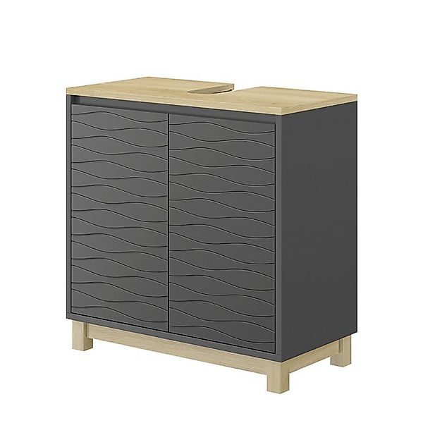 Vicco Waschbeckenunterschrank Livia, Anthrazit/Holz, 60 x 60 cm mit 2 Türen günstig online kaufen