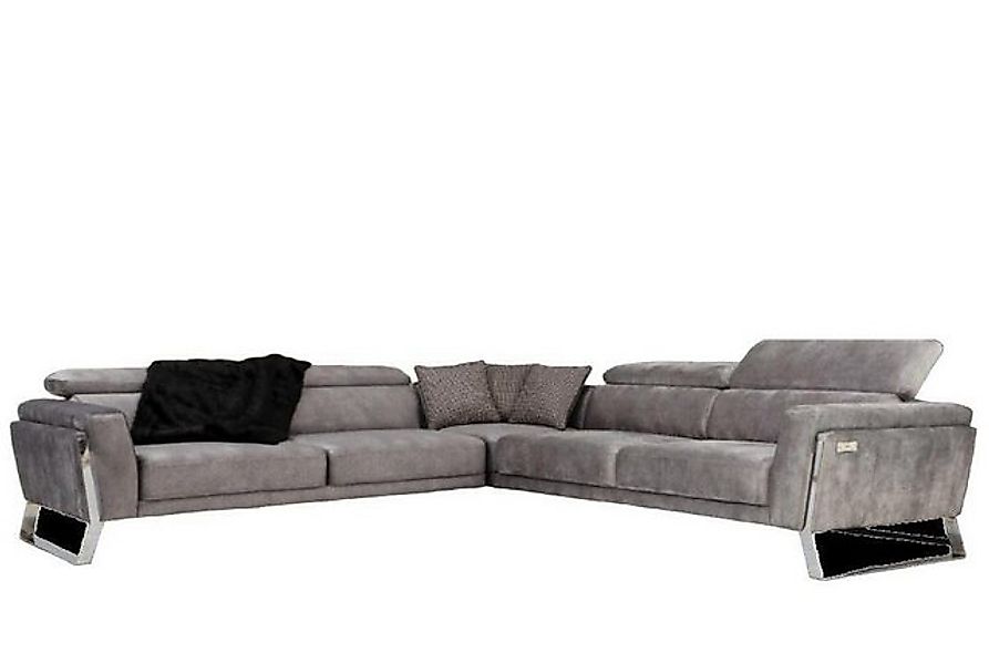 JVmoebel Ecksofa Graues Ecksofa L-Form Couch Großes Stoffsofa Luxus Möbel N günstig online kaufen