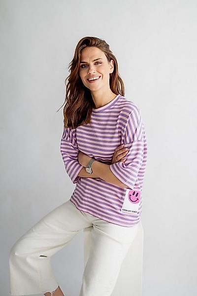 von Herzen Oversize-Shirt T-SHIRT „SMILEY" – gestreift – mit Smiley Badge – günstig online kaufen