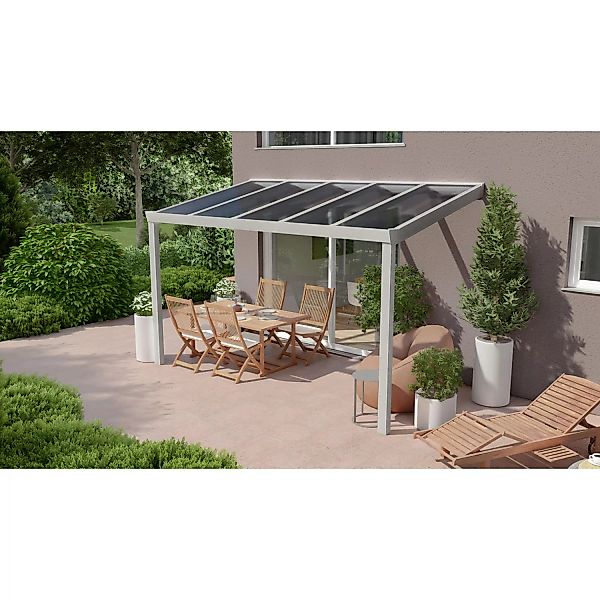 Terrassenüberdachung Professional 400 cm x 250 cm Grau Struktur PC Klar günstig online kaufen