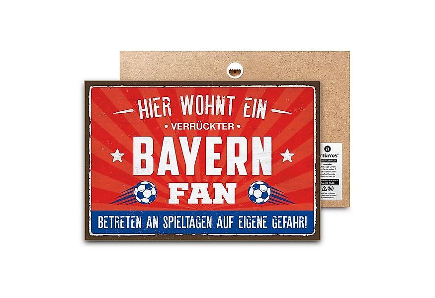 ARTFAVES Holzbild Schild mit Spruch - Hier wohnt ein verrückter BAYERN Fan günstig online kaufen