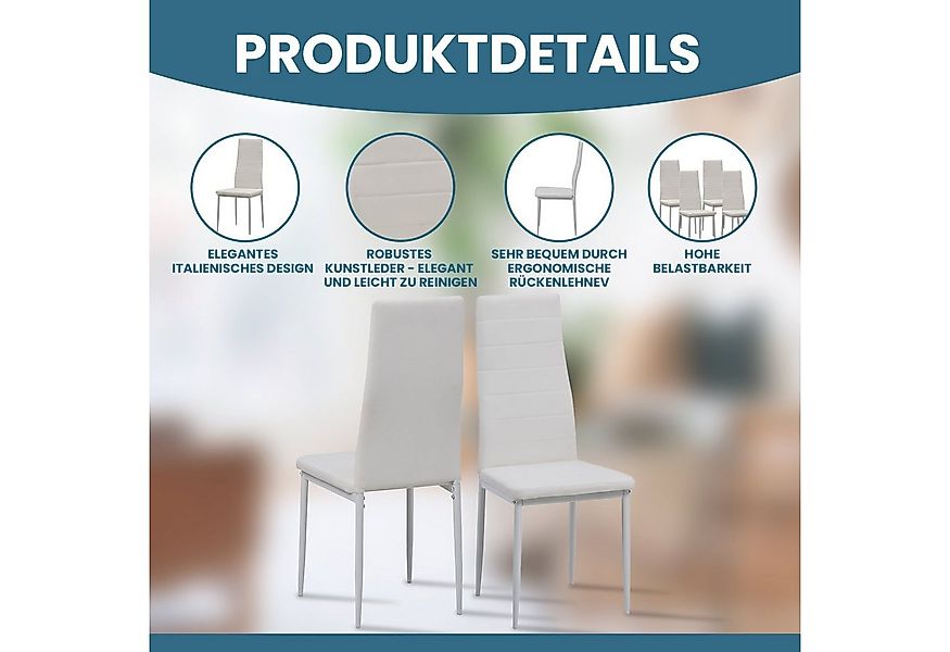 Albatros International Esszimmerstuhl Esszimmerstühle MILANO 4er Set weiss günstig online kaufen