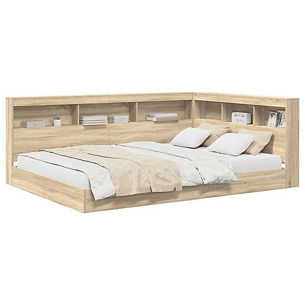 vidaXL Bett Bücherregal-Bett Sonoma Eiche 150x200 cm Holzwerkstoff (2-tlg) günstig online kaufen