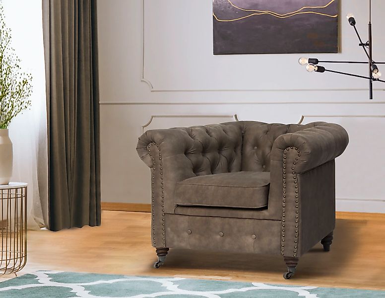 Home affaire Chesterfield-Sessel "Aarburg Sessel", aufwändige Knopfheftung günstig online kaufen