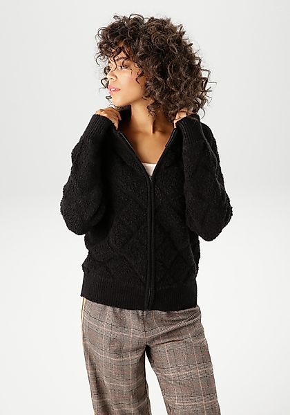 Aniston CASUAL Strickjacke mit dezentem Rauten-Muster günstig online kaufen