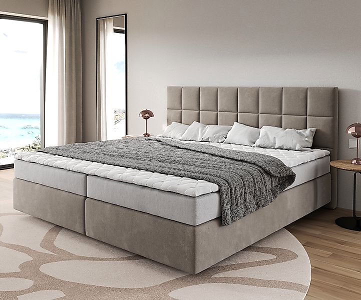 DELIFE Boxspringbett Dream-Fine, Mikrofaser Beige 200x200 günstig online kaufen