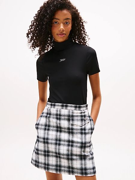 Tommy Jeans Kurzarmshirt "TJW SLIM SILVER SCRIPT MOCK SS" günstig online kaufen