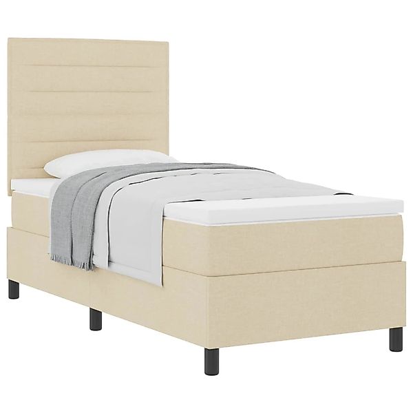 vidaXL Boxspringbett mit Matratze mit Kopfteil Creme 90 x 190 cm Stoff 3339 günstig online kaufen