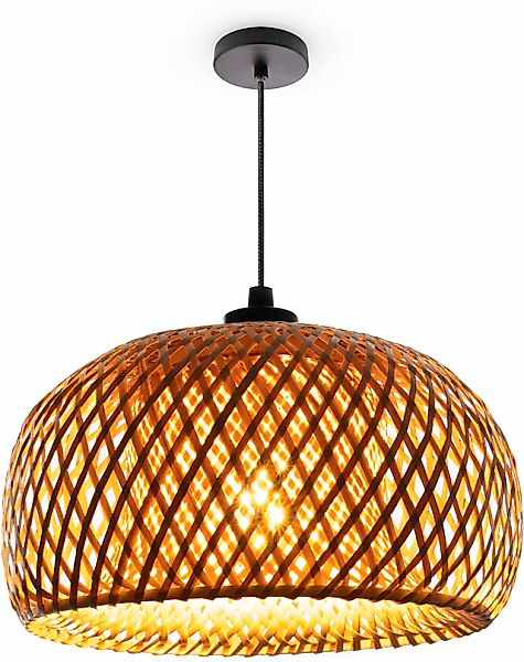 Paco Home Pendelleuchte »PESA«, Leuchtmittel E27   ohne Leuchtmittel, Bambu günstig online kaufen