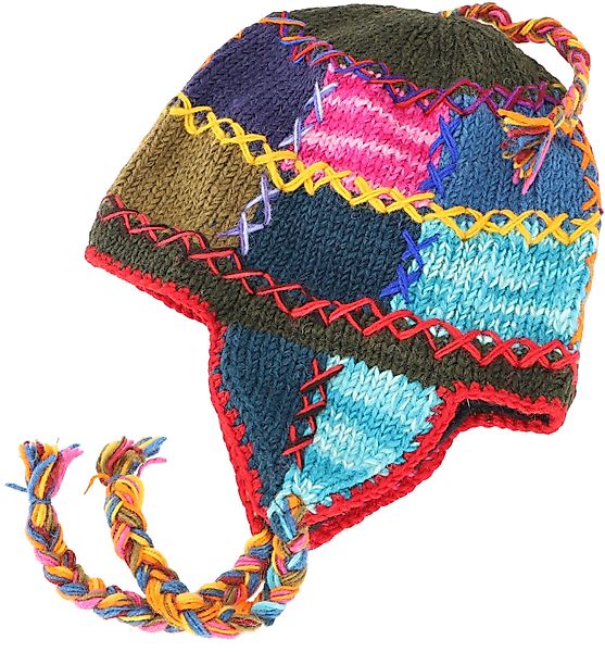 Guru-Shop Strickmütze Wollmütze mit Ohrenklappen, Unikat günstig online kaufen