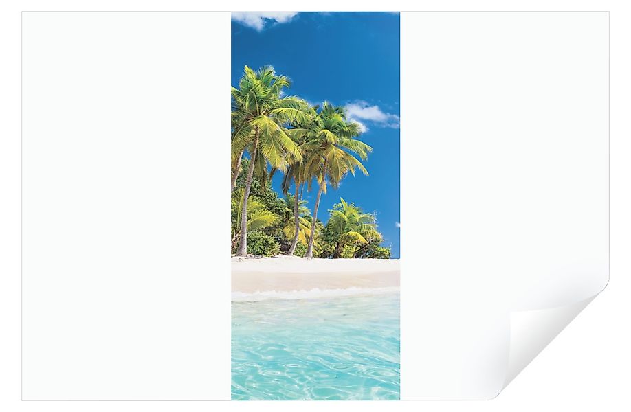 Wallarena Türtapete Selbstklebend Strand Meer Palmen günstig online kaufen
