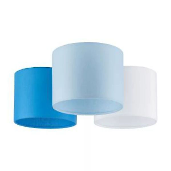 Kinderzimmerlampe Blau Weiß 3-flammig Stoff E27 Decke günstig online kaufen