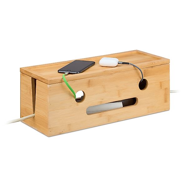 relaxdays Kabelbox aus Bambus günstig online kaufen