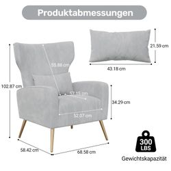 HawthyHome Ohrensessel mit Samtbezug Moderner Loungesessel– günstig online kaufen