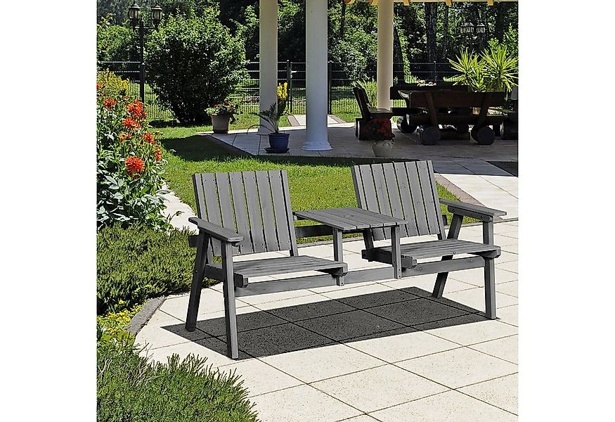 Outsunny Gartenbank mit Regenschirmloch, Sitzbank, 2 Stühle (Sitzgruppe, 1- günstig online kaufen