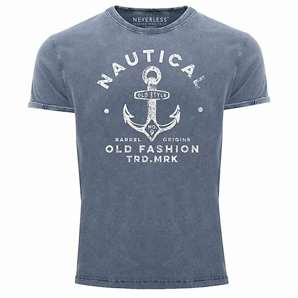 Neverless Print-Shirt Herren Vintage Shirt Anker Motiv Nautical Old Fashion günstig online kaufen