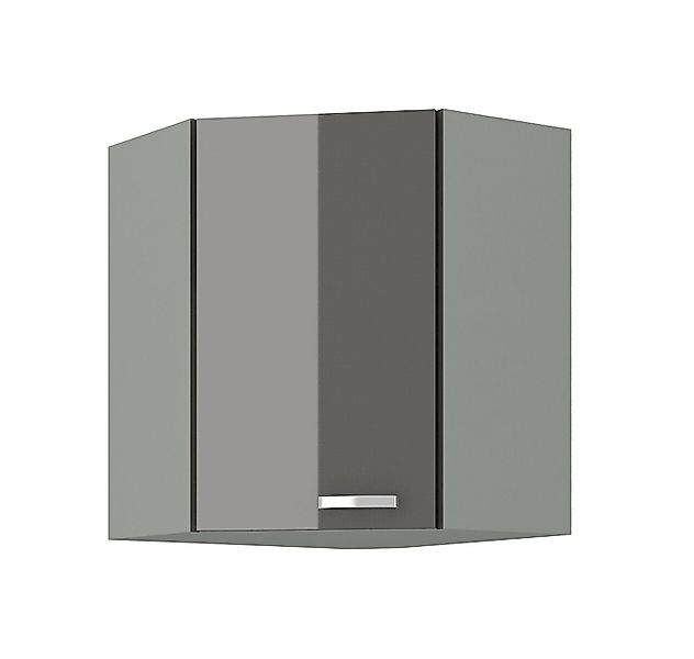 Küchen-Preisbombe Eckhängeschrank 60x60 cm Küche Bianca Grey Grau Hochglanz günstig online kaufen