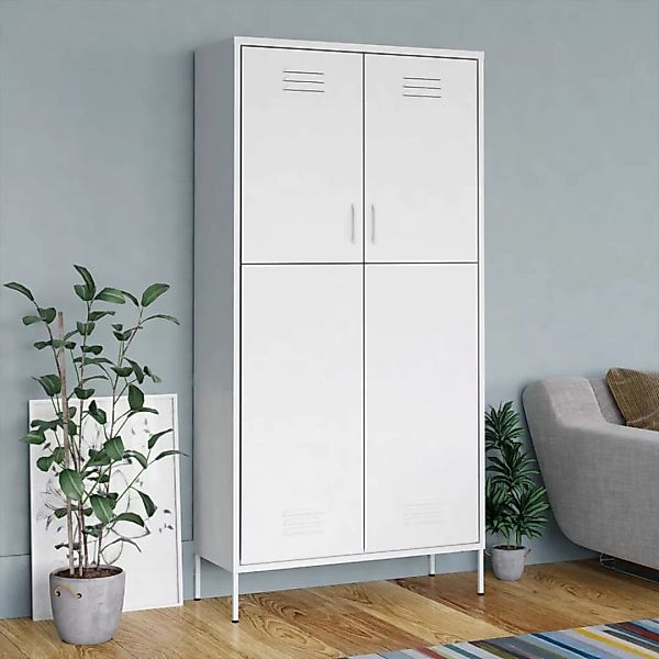 Kleiderschrank Weiß 90x50x180 Cm Stahl günstig online kaufen