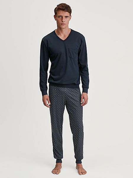 CALIDA Schlafanzug "Relax Streamline", (2 tlg.), mit V-Neck und Bündchen günstig online kaufen