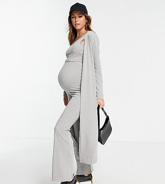 Missguided Maternity – Langärmlige Midaxi-Strickjacke in Grau günstig online kaufen