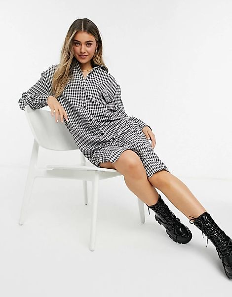 Lola May – Midi-Hemdkleid in Schwarz und Weiß günstig online kaufen