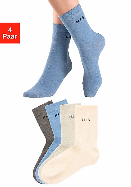H.I.S Socken Packung, 4 Stk. tlg. ohne einschneidendes Bündchen günstig online kaufen