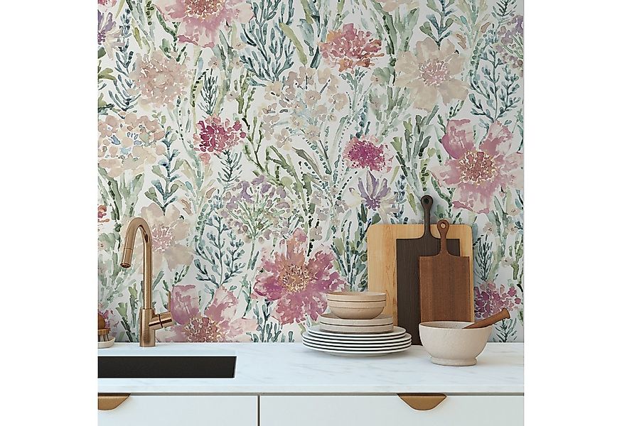 A.S. Création Vliestapete Aquarell Dreams Blumen-Tapete Mustertapete Aquare günstig online kaufen