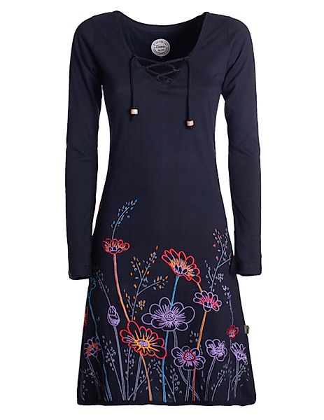 Vishes Tunikakleid Damen Langarm-Shirtkleid Tunika-Kleid Baumwollkleid günstig online kaufen