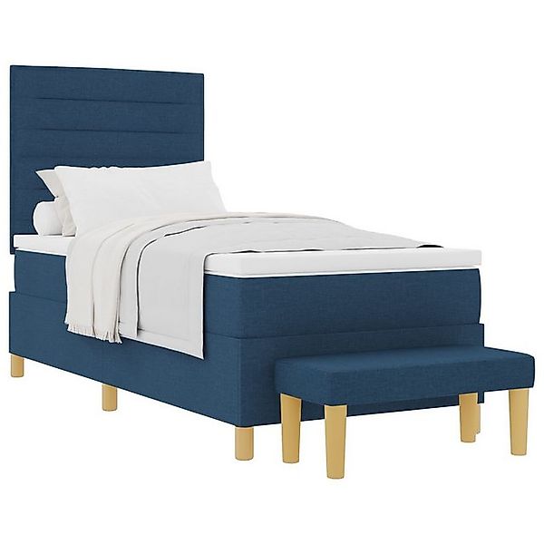 vidaXL Bett Boxspringbett mit Matratze & Bank Blau 100 x 200 cm Stoff (2-tl günstig online kaufen