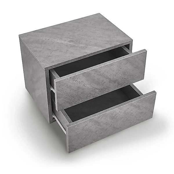 Juskys Wandschrank Nachttisch 40x29x30 cm mit 2 Schubladen Betonoptik günstig online kaufen